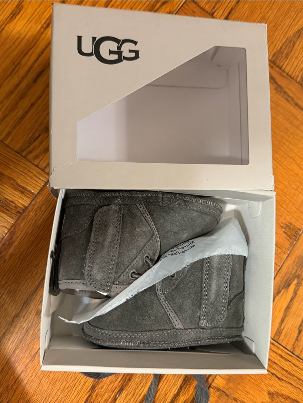 New - UGG Baby Charcoal Gray Lace-Up Boots size 2/3